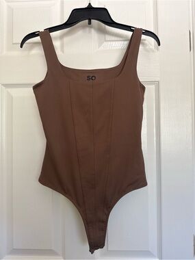 SO Chocolate Brown Scoop-Neck Bodysuit